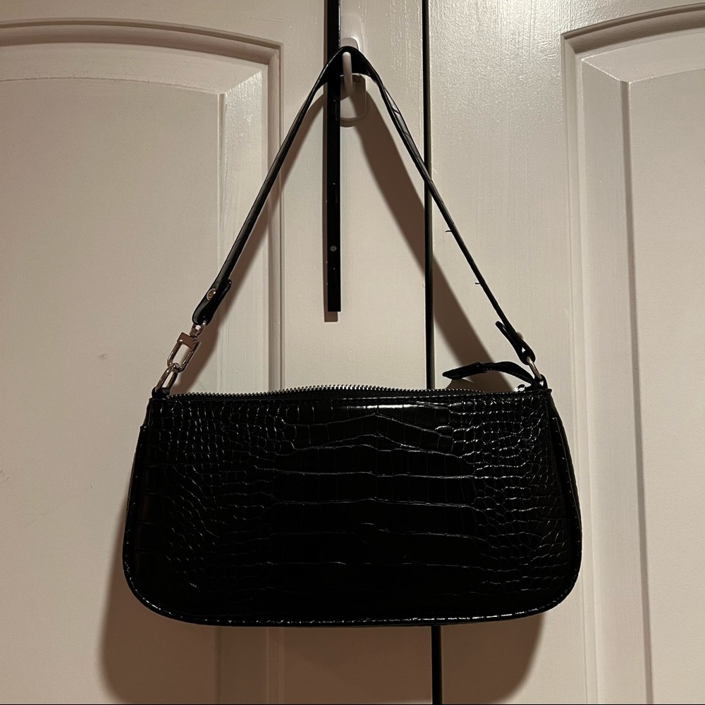 Black Snake Skin Baguette Bag Aesthetic Y2K Shoulder Bag